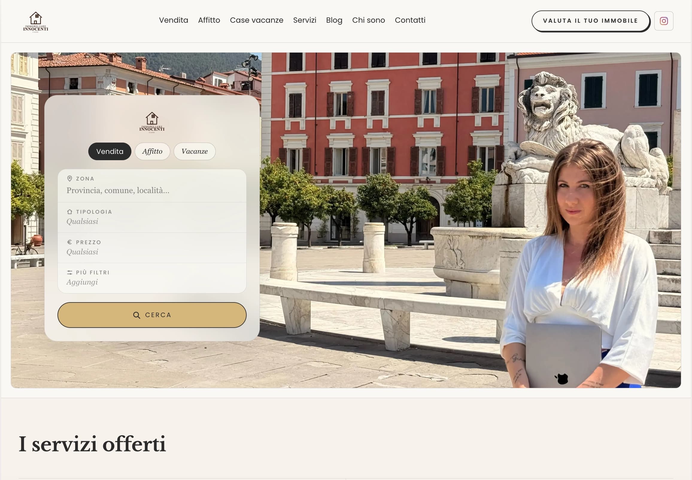 Homepage del sito Innocenti Immobiliare